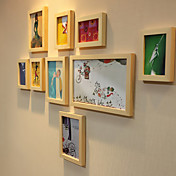 Set of 9 Solid Wooden Classic Vertical Combination Photo Wall Frame