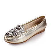Stylish Leather Flat Heel Loafers With Rhinestone Casual Shoes