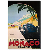 Impreso Lienzos Vintage Grandprix Automobile Monaco 1933 Colección Vintage de Apple con el marco de estirado