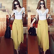 Women's Chiffon Bandage Pocket Split Maxi Skirt
