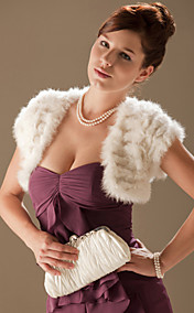 Short Sleeves Rabbit Fur Special Occasion Jacket/ Wrap
