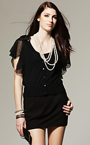 Chiffon Cape Sleeve Shoulder Beaded Cardigan