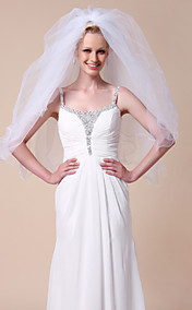Two-tier Fingertip Wedding Veils With Pencil Edge
