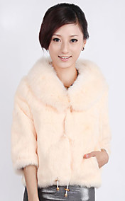 Shawl Collar 3/4 Sleeve Rabbit Fur Wedding Jacket With Belt (More Colors)