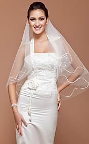 One-tier Fingertip Wedding Veil With Cut Edge (More Colors Available)
