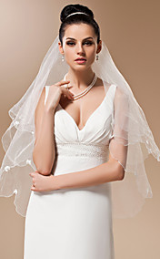 one-tier tule met satijnen strik vingertop sluier (meer kleuren)