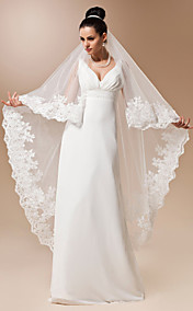 one-tier tule wals lengte sluier met applique