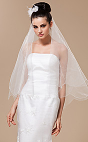 One-tier Tulle Elbow  Veil With Beaded Edge