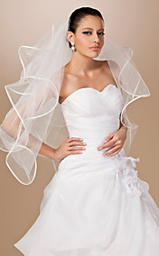 Four-tier Tulle Ribbon Edge Fingertip Wedding Veil