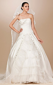 Two-tier Tulle Ribbon Edge Chapel Wedding Veil With Sequin