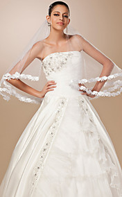one-tier tule kant applique rand elleboog bruiloft sluier met satijnen bloem (meer kleuren)