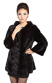 Gorgeous Long Sleeve Mink Fur Standing Collar Evening/Casual Mink Fur Coat