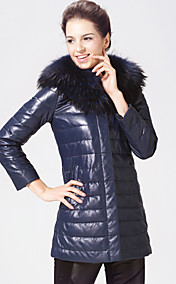 Longue manches fourrure de raton laveur collier en cuir d'agneau Manteau de Down (plus de couleurs)