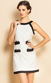 ts negro y vestido blanco sin mangas tweed contraste