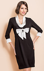 TS Black And White Contrast Bow Front Sheath Dress