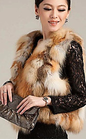 Wonderful Collarless Red Fox Fur Casual/Party Vest