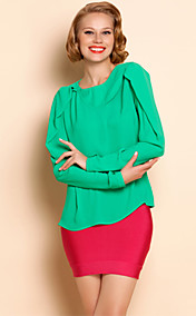 TS asimétrica Pierna Cuello de cordero manga Blusa