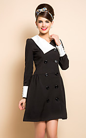 TS Contrast Collar Double Breast Dress