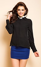 TS extraíble de color de contraste Collar Blusa Camisa