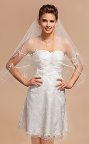Elegant One-tier Elbow Wedding Veils With Cut Edge