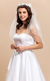 Codo Largo velo de novia de 2 niveles con aro floral