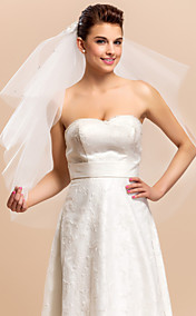 4 Layers Elbow Véu de Noiva casamento com corte de Borda