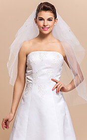 4 Capas hermoso velo de novia Codo con diamantes de imitación