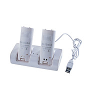  USB Charging Dock/Stand/Station + Two Rechargeable Batteries (2800mAh) for Wii