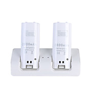  Rechargeable Dual USB Charging Dock/Stand/Station with Two Rechargeable Batteries (2800mAh) for Wii