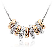 Shining Crystal And Platinum Plated Alloy Pendant Ring Shaped Necklace
