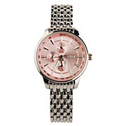  Stainless Steel Quartz Wrist Watch For Women Pink+Silver