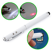  3-in-1 Touchscreen Stylus + Red Laser Pointer + LED Flashlight for iPad, iPhone, P1000 and Playbook (White)