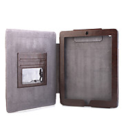  Cross Pattern PU Leather Case with Card Holder for iPad 2 Brown