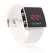  silicone, bande de femmes, d'hommes unisexes de gelée de style sport carrés conduit montre-bracelet - blanc