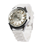  Chrysanthemum Shaped Metal Dial Design Quartz Unisex Wrist Watch - White