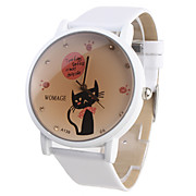  Cartoon Cat Girl Women Watch White Watchband A139