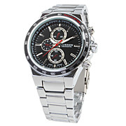  Fashion Men's Black Dial Sliver Band Wrist Watch