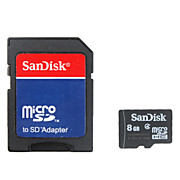  8GB Sandisk carte mémoire microSDHC et adaptateur microSDHC (classe 4)