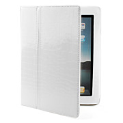  Crocodile Skin Protective PU Leather Case and Stand for iPad 2 (Auto Sleep/Wake-Up Function, White)