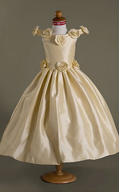 Ball Gown Off-the-shoulder Floor-length Taffeta Flower Girl Dress
