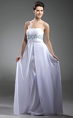 Sheath/ Column Strapless Floor-length Chiffon Evening Dress