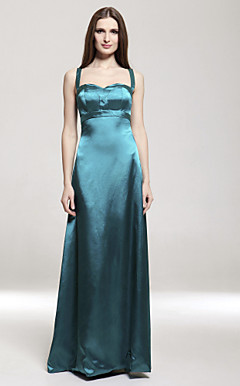 Empire Spaghetti Straps Floor-length Stretch Satin Bridesmaid/ Wedding Party Dress