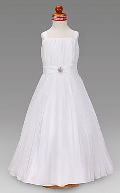 A-line Square Floor-length Taffeta Flower Girl Dress