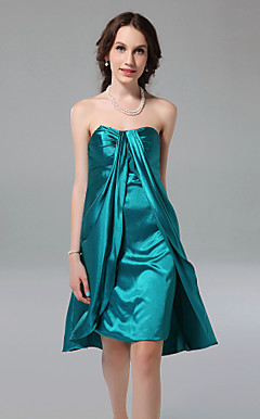 Sheath/Column Sweetheart Knee-length Stretch Satin Bridesmaid Dress