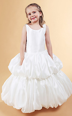 Ball Gown Jewel Floor-length Taffeta Flower Girl Dress