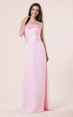 Sheath/ Column Strapless Floor-length Chiffon Bridesmaid Dress