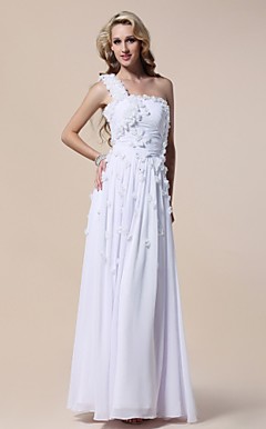 Sheath/ Column One Shoulder Floor-length Chiffon Evening Dress