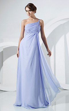 A-line One Shoulder Floor-length Chiffon Evening Dress