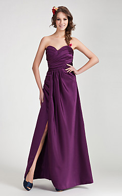 A-line Sweetheart Floor-length Satin Bridesmaid Dress