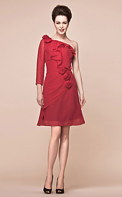 A-line One Shoulder Knee-length Chiffon Mother Of The Bride Dress